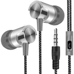หูฟังมีสายโลหะเสียงเบสหนัก หูฟังสปอร์ตแบบสอดหูพร้อมไมโครโฟนสำหรับ Xiaomi Samsung Huawei