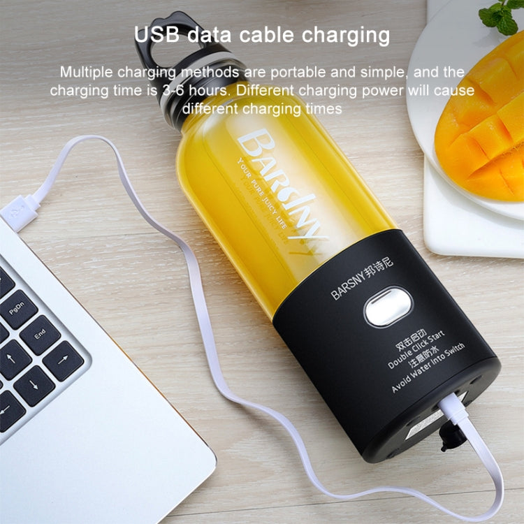เครื่องคั้นน้ำผลไม้มัลติฟังก์ชันแบบหมุนพร้อมถ้วย USB ชาร์จได้ เครื่องปั่นน้ำผลไม้ 6 ใบมีด สีดำ ชมพู น้ำเงิน