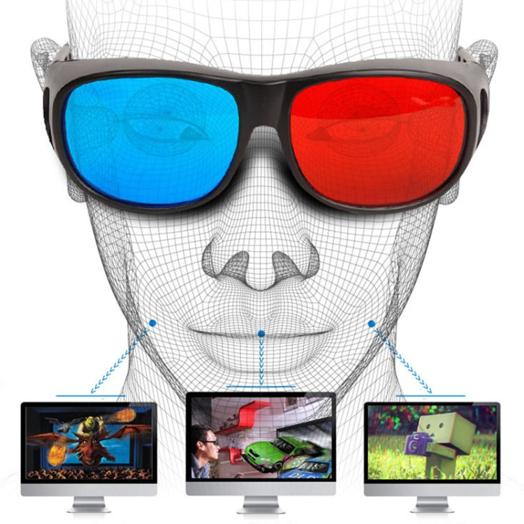 แว่นตา 3D สีแดงน้ำเงิน แบบกรอบ Anaglyph สำหรับเกม ภาพยนตร์สเตอริโอ แว่นตา 3 มิติ พลาสติก สีแดงน้ำเงิน