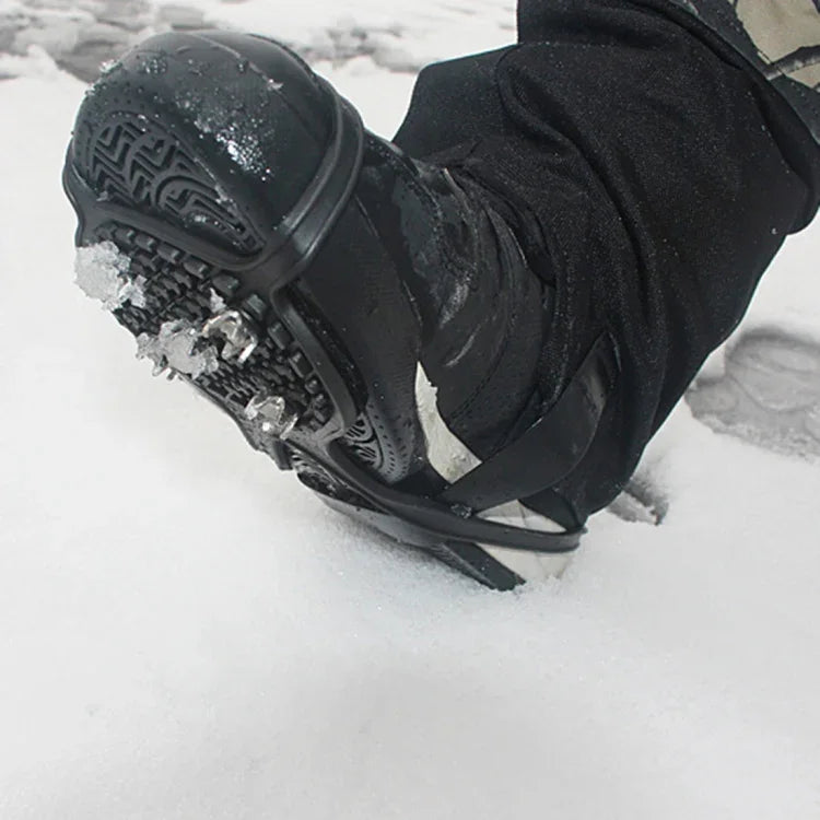 ปลอกหุ้มรองเท้ากันลื่นรูปทรงน้ำเต้า 5 ฟัน สำหรับพื้นน้ำแข็งและหิมะกลางแจ้ง 1 คู่