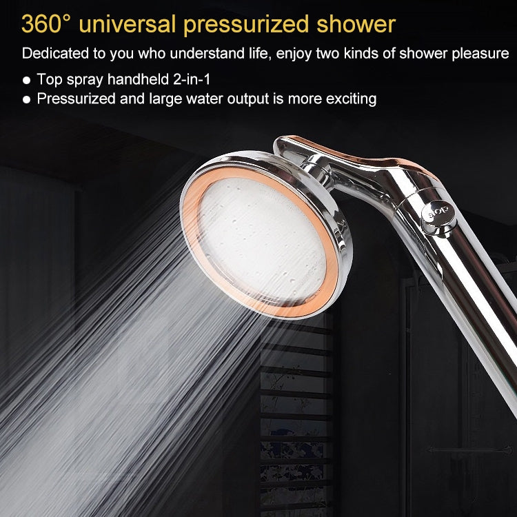 Universal Pressurized One-touch Water Stop Hand Shower Head, White Color Gold