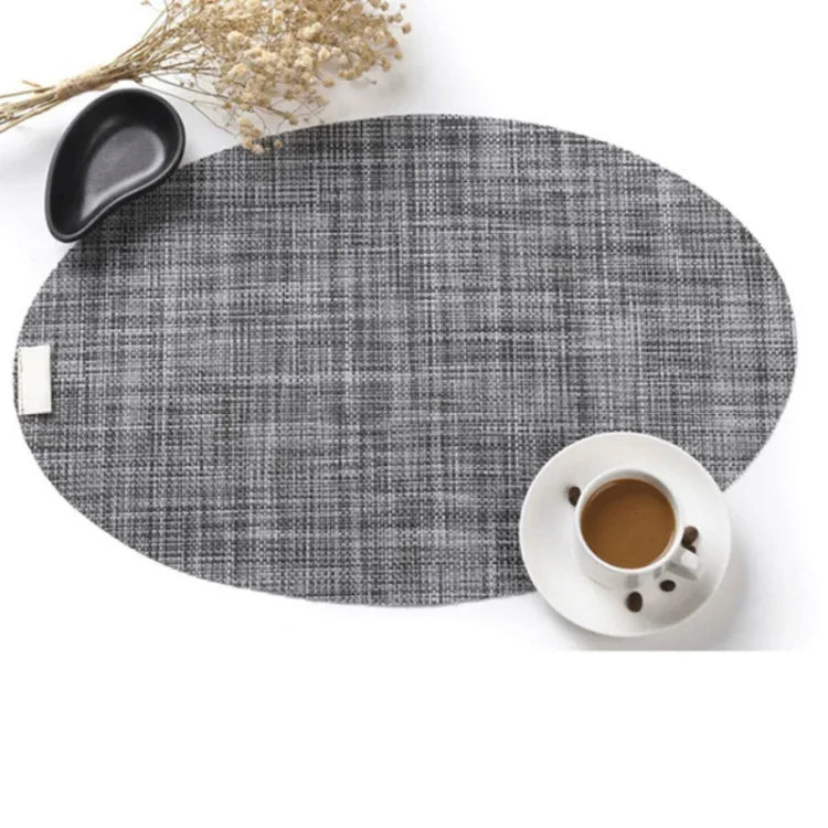 แผ่นรองโต๊ะอาหารรูปวงรี PVC กันความร้อน กันลื่น รองจานชามและเครื่องใช้บนโต๊ะ