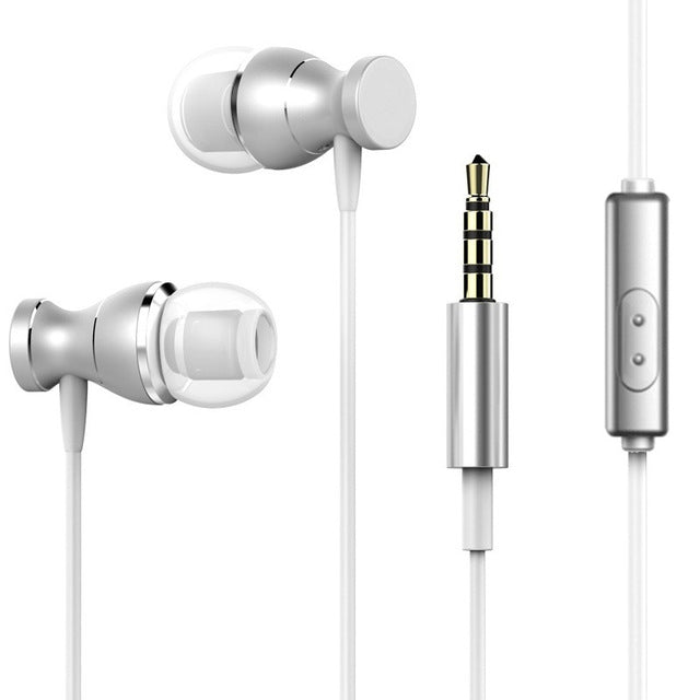 หูฟังสปอร์ตแจ็ค 3.5 มม. กันเหงื่อ สเตอริโอเบสแรง พร้อมไมโครโฟนสำหรับ iPhone Samsung