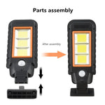โคมไฟติดผนังพลังงานแสงอาทิตย์แบบมีเซ็นเซอร์ LED กลางแจ้งกันน้ำ ไฟถนน LED 128 COB