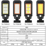 โคมไฟติดผนังพลังงานแสงอาทิตย์แบบมีเซ็นเซอร์ LED กลางแจ้งกันน้ำ ไฟถนน LED 128 COB