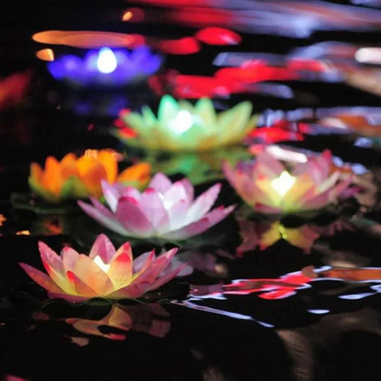 ไฟสปอร์ตไลท์ LED 3 สี รูปดอกบัวลอยน้ำสำหรับสระว่ายน้ำและงานปาร์ตี้ขอพร