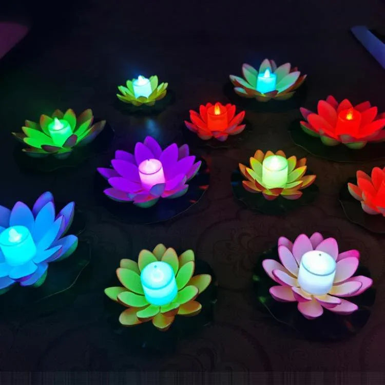 ไฟสปอร์ตไลท์ LED 3 สี รูปดอกบัวลอยน้ำสำหรับสระว่ายน้ำและงานปาร์ตี้ขอพร