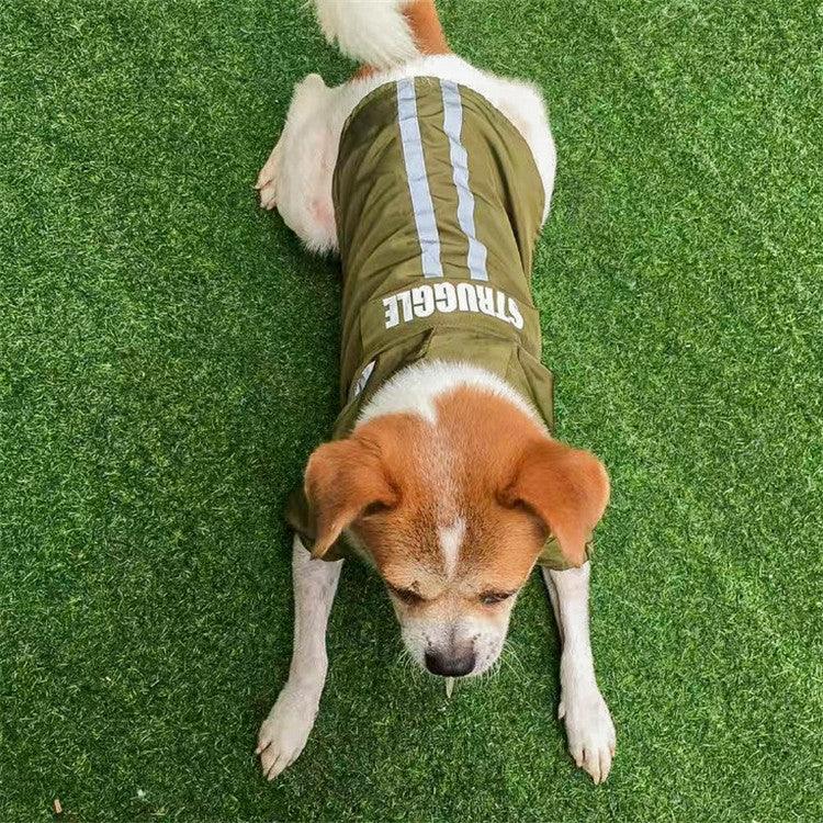 เสื้อกันฝนสัตว์เลี้ยงแบบมีฮู้ดพร้อมแถบสะท้อนแสง พับเก็บได้ เสื้อกันน้ำสำหรับสุนัข, S, M, L, XL, XXL