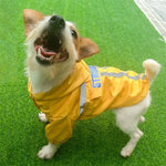 เสื้อกันฝนสัตว์เลี้ยงแบบมีฮู้ดพร้อมแถบสะท้อนแสง พับเก็บได้ เสื้อกันน้ำสำหรับสุนัข, S, M, L, XL, XXL