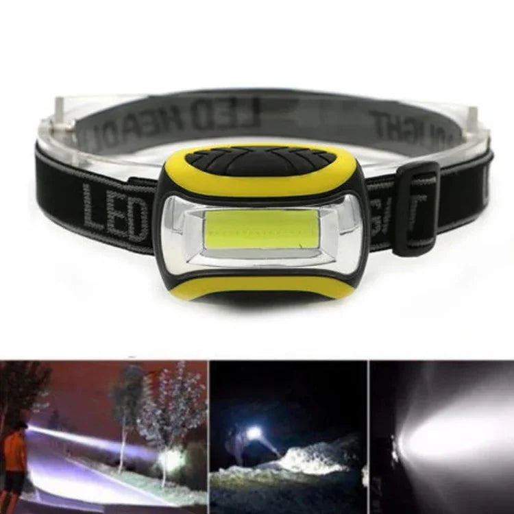 ไฟฉายหัวโคมไฟ LED COB สำหรับกลางแจ้ง 3 โหมด ไฟหน้าหัวไฟฉายสำหรับจักรยานและตกปลา
