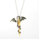 สร้อยคอจี้ดาบมังกรเครื่องประดับเรืองแสง สร้อยคออนิเมะสีเข้ม