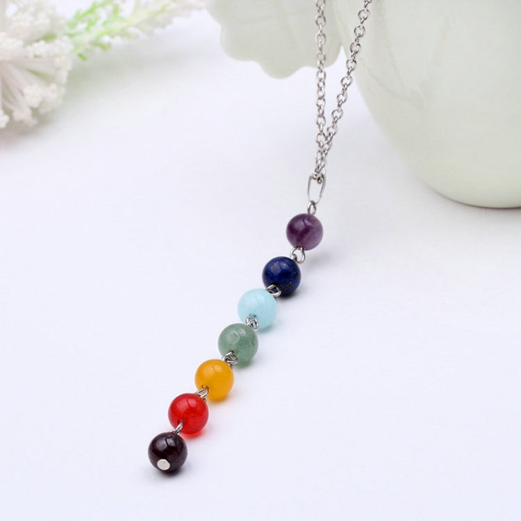 สร้อยคอจี้ลูกปัดหินธรรมชาติ 7 สี สำหรับผู้หญิง โยคะ เรกิ บำบัด สมดุล เครื่องประดับเสน่ห์
