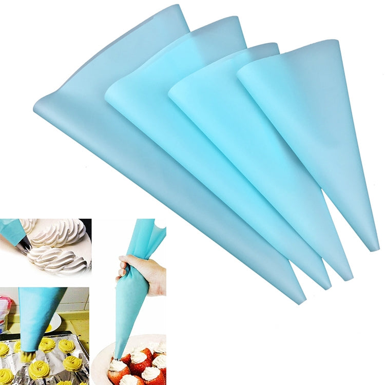 ถุงบีบครีมซิลิโคนสำหรับตกแต่งเค้ก DIY 4 ชิ้น พร้อมหัวบีบ ถุงบีบครีม (สีน้ำเงิน), ถุงบีบครีม (สีขาว), ถุงบีบครีม (สีชมพู), ถุงบีบครีม (สีเขียว)