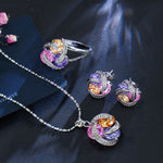 ชุดเครื่องประดับผู้หญิง แฟชั่น ต่างหู สร้อยคอ แหวน ประดับเพชรสังเคราะห์รูปปม ขนาด 7, 9, 6, 8