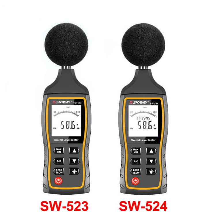 เครื่องวัดระดับเสียงรบกวนแบบมือถือความแม่นยำสูง SNDWAY รุ่น SW523, SW524 (เก็บข้อมูล+สื่อสาร USB)