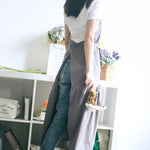 ผ้ากันเปื้อนผ้าฝ้ายลินินทรงหางปลา ใส่พอดีตัว ช่างดอกไม้ ร้านทำเล็บ