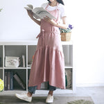 ผ้ากันเปื้อนผ้าฝ้ายลินินทรงหางปลา ใส่พอดีตัว ช่างดอกไม้ ร้านทำเล็บ