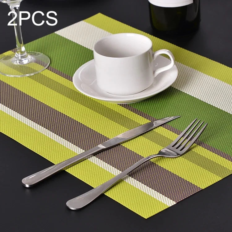 ผ้าปูโต๊ะอาหารและผ้าเช็ดปากกันความร้อน PVC ลายเส้น 2 ชิ้น แผ่นรองแก้ว