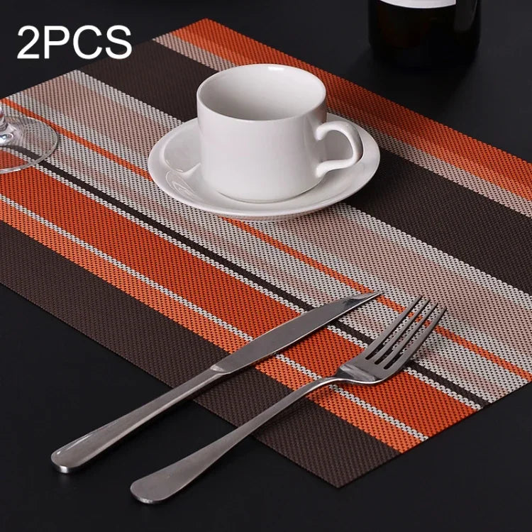 ผ้าปูโต๊ะอาหารและผ้าเช็ดปากกันความร้อน PVC ลายเส้น 2 ชิ้น แผ่นรองแก้ว