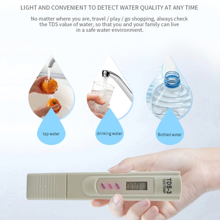 เครื่องวัดคุณภาพน้ำดื่มดิจิทัล TDS Meter สำหรับทดสอบความบริสุทธิ์และแร่ธาตุในน้ำ