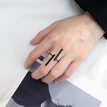 Creative Simple Geometry Opening Finger Rings Personality Jewelry, Black, Silver, Gold