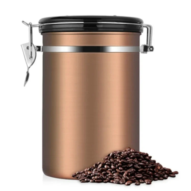ภาชนะเก็บกาแฟสแตนเลส กล่องเก็บชา สีดำ สำหรับครัว, กระปุกเก็บกาแฟและชา, อุปกรณ์ชา
