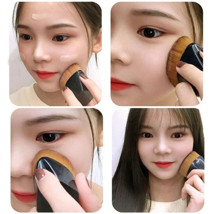 แปรงรองพื้นกลีบดอกไม้ แปรงแต่งหน้า BB ครีม แปรงแป้งฝุ่น แปรงแบน ชุดแปรงแต่งหน้า สีดำ สีชมพู
