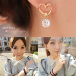 ต่างหูคริสตัลดีไซน์หัวใจผู้หญิง 2 ชิ้น สไตล์หรูหราแฟชั่น