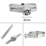 Silver Double Zircon Wedding Rings Set, 8, 9, 10, 11, 12, 13, 14, 15, 16, 17, 18, 19, 20, 21
