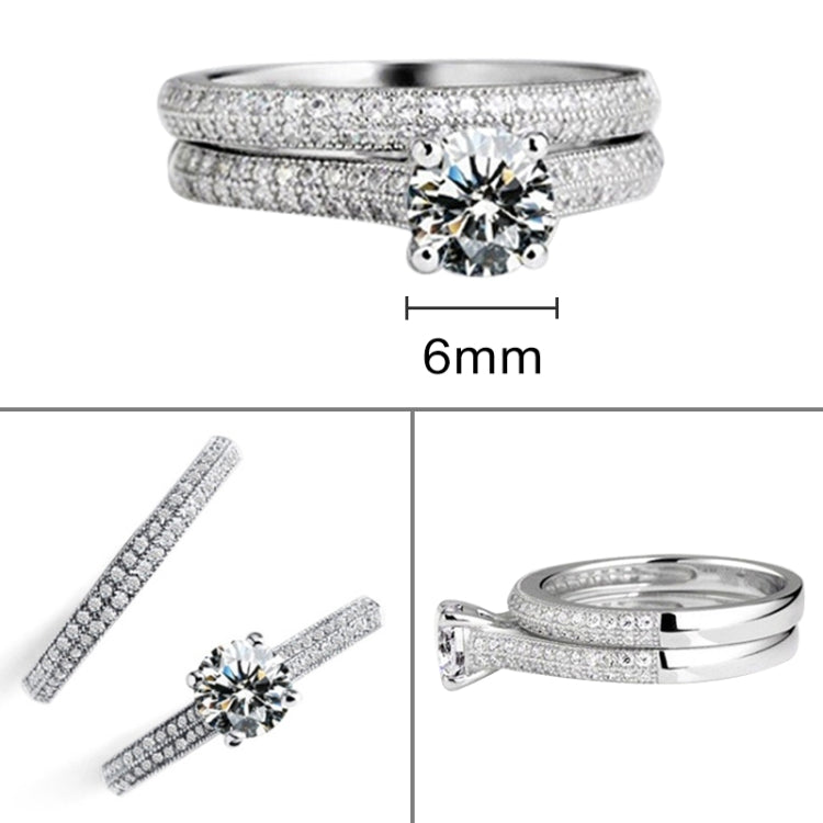 Silver Double Zircon Wedding Rings Set, 8, 9, 10, 11, 12, 13, 14, 15, 16, 17, 18, 19, 20, 21