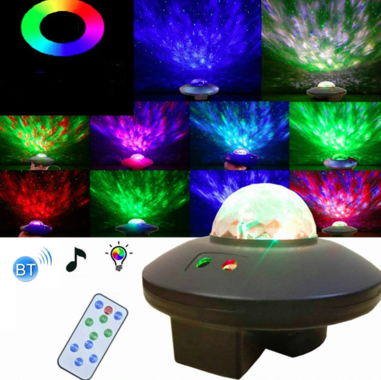 ไฟโปรเจคเตอร์เลเซอร์ลายคลื่นน้ำ LED ท้องฟ้าดาว พร้อมรีโมท USB ควบคุมด้วยเสียง Bluetooth ไฟเลเซอร์ลูกบอลเวทมนตร์หมุนได้