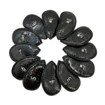 ชุดหมวกกอล์ฟหนัง PU 12 in 1 ลายลิ้นจี่สีดำ