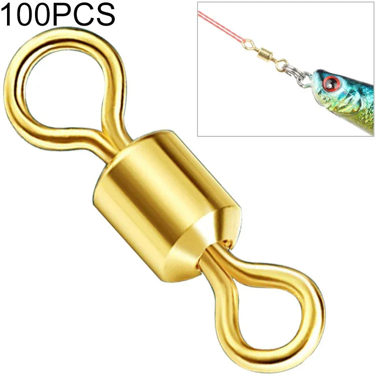 อุปกรณ์ตกปลา Zimu Swivel ชุบทอง 100 ชิ้น ความยาว 1.1 ซม., 1.0 ซม., 0.9 ซม., 0.8 ซม.