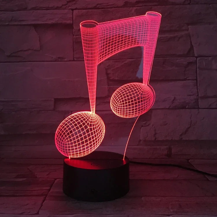 โคมไฟตั้งโต๊ะตกแต่งโน้ตเพลง 3D สัมผัสเปลี่ยนสีสัน LED ไฟกลางคืน