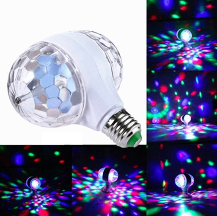 หลอดไฟ LED สีสันสดใส 6W E27 หัวคู่ ลูกบอลเวทมนตร์หมุน ไฟเวที พร้อมไฟเลเซอร์ฉาย E27