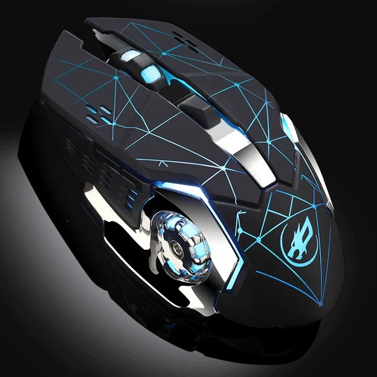 เมาส์เกมไร้สาย WARWOLF Q8 ชาร์จไฟได้ พร้อมไฟเรืองแสง