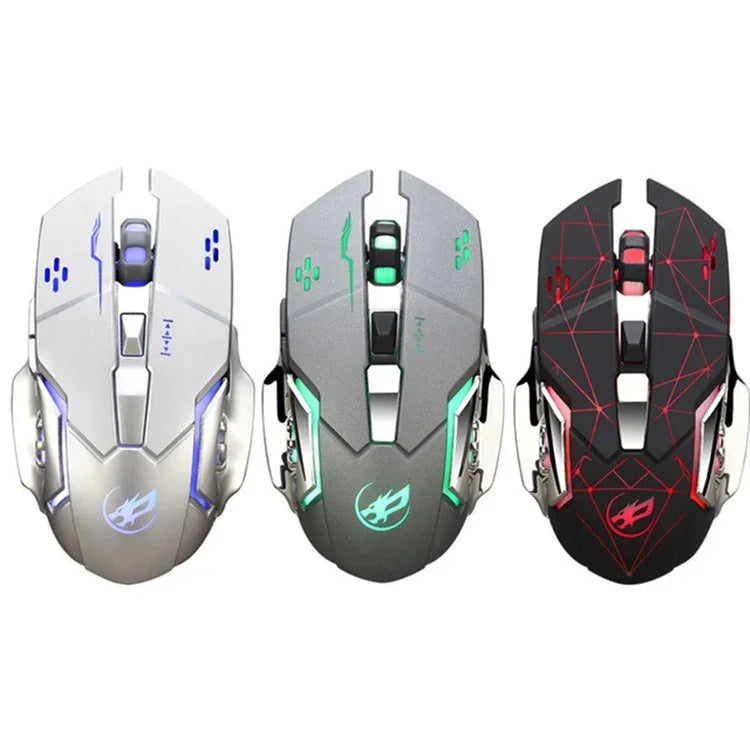 เมาส์เกมไร้สาย WARWOLF Q8 ชาร์จไฟได้ พร้อมไฟเรืองแสง