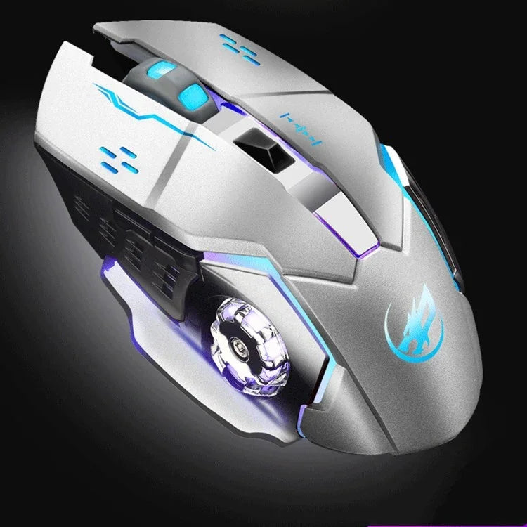 เมาส์เกมไร้สาย WARWOLF Q8 ชาร์จไฟได้ พร้อมไฟเรืองแสง