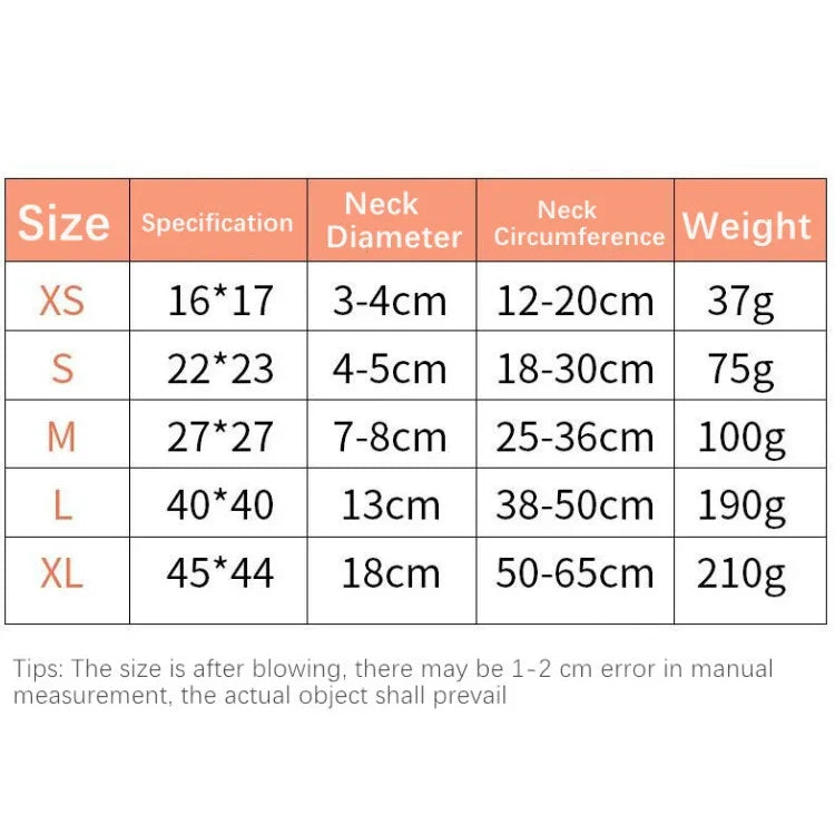 ปลอกคอสุนัข PVC แบบเป่าลม ป้องกันการถูกฉก ขนาด: S, M, L, XL