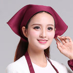 Waiter Men and Women Kitchen Work Turban Hat Triangle Scarf Chef Hat, Adjustable