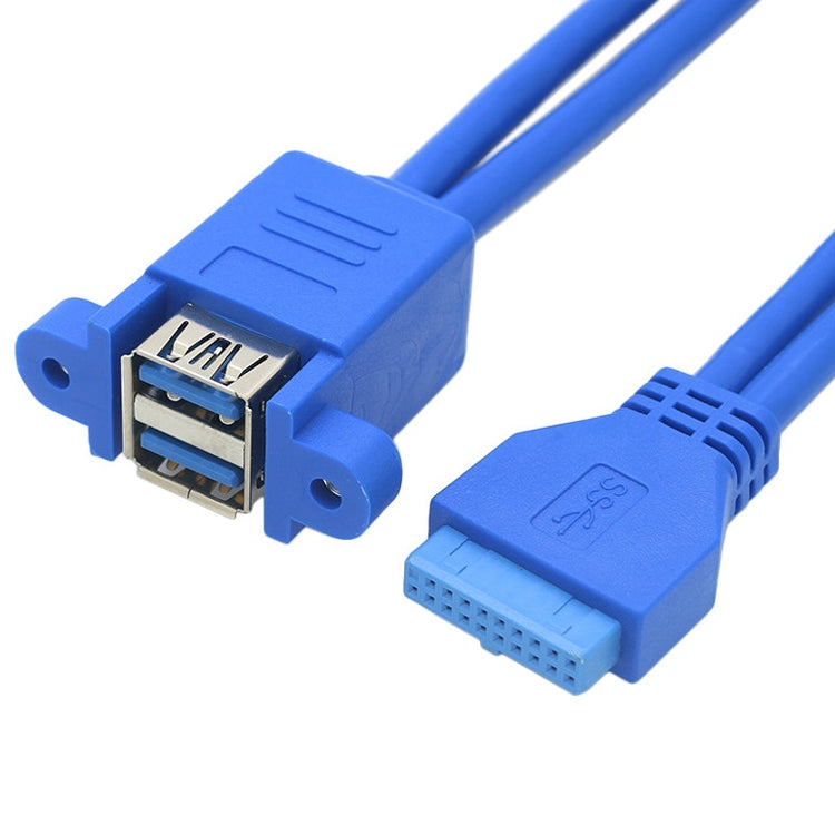 สายต่อขยาย USB3.0 แบบหมุน 20 พิน สำหรับเมนบอร์ด พร้อมแผ่นกั้นสาย สีฟ้า