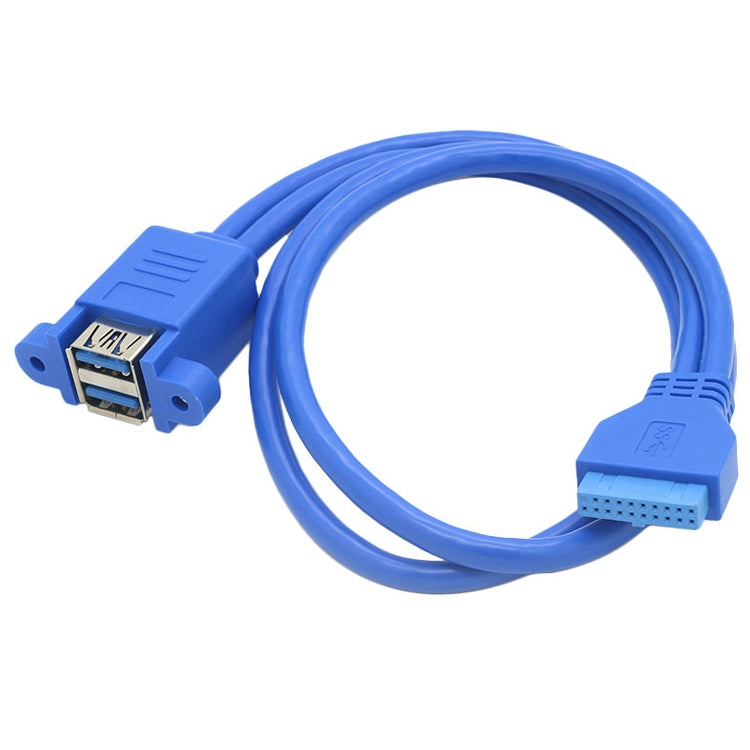 สายต่อขยาย USB3.0 แบบหมุน 20 พิน สำหรับเมนบอร์ด พร้อมแผ่นกั้นสาย สีฟ้า