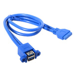 สายต่อขยาย USB3.0 แบบหมุน 20 พิน สำหรับเมนบอร์ด พร้อมแผ่นกั้นสาย สีฟ้า
