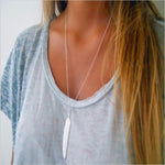 สร้อยคอยาววินเทจ จี้ขนนกเรียบง่าย สีทอง สีเงิน