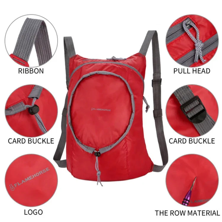 Nylon Waterproof Collapsible Backpack Women Men Travel Portable Comfort Lightweight Storage Folding Bag