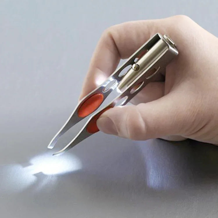 แหนบคิ้วสแตนเลสพร้อมไฟ LED ที่หนีบคิ้วสี่รู เครื่องมือความงาม