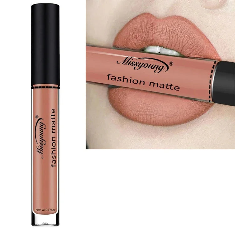 ลิปสติกเนื้อแมตต์แบบน้ำ ดินสอเขียนขอบปากกันน้ำ ติดทนนาน ลิปสติกเนื้อแมตต์เพื่อความงาม สี 1, 2, 3, 4, 5, 6, 7, 8, 9, 10, 11, 12, 13, 14, 15, 16, 17, 18