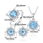 3 PCS/Set Snow Shape Gemstone Jewelry Set For Women, 6, 7, 8, 9, 10