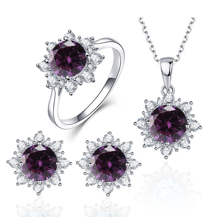 3 PCS/Set Snow Shape Gemstone Jewelry Set For Women, 6, 7, 8, 9, 10