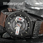 นาฬิกาข้อมือผู้ชาย CURREN M8301 สไตล์ทหาร ควอตซ์ พร้อมวันที่ สายหนัง, ตัวเรือนดำ ส้ม, ตัวเรือนดำ แดง, ตัวเรือนดำ หน้าดำ สายสีน้ำตาลเข้ม, ตัวเรือนดำ หน้ากรม สายสีน้ำตาลอ่อน, ตัวเรือนดำ น้ำเงิน